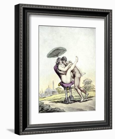 Couple Having Sex on a Wheeled Stool, 1808-17-Thomas Rowlandson-Framed Giclee Print