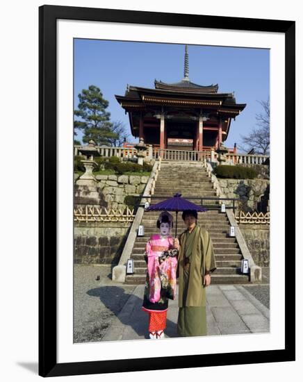 Couple Holding Parasol, Kiyomizu Dera Temple, Kyoto, Japan-Christian Kober-Framed Photographic Print
