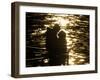 Couple Hug Each Other in the Winter Sunshine by the River Danube in Budapest, Hungary-null-Framed Photographic Print