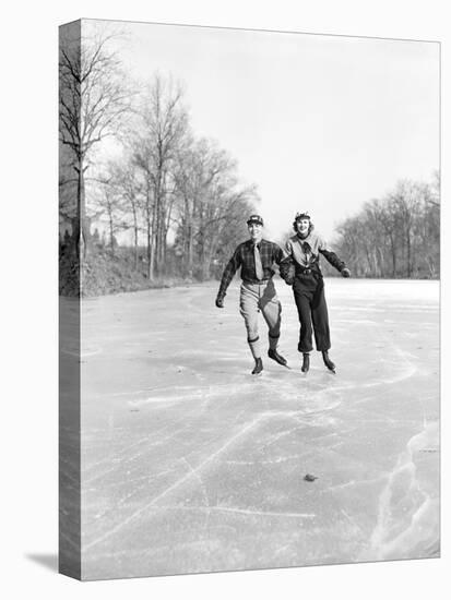 Couple Ice Skating-Philip Gendreau-Stretched Canvas