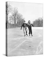 Couple Ice Skating-Philip Gendreau-Stretched Canvas