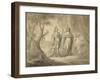 Couple in a Forest (Pencil & Ink on Paper)-Gasparo Diziani-Framed Giclee Print