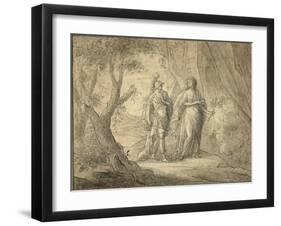 Couple in a Forest (Pencil & Ink on Paper)-Gasparo Diziani-Framed Giclee Print