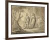 Couple in a Forest (Pencil & Ink on Paper)-Gasparo Diziani-Framed Giclee Print