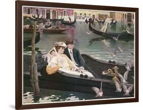 Couple in a Gondola on the Canals of Venice-L. De Joncieres-Framed Art Print