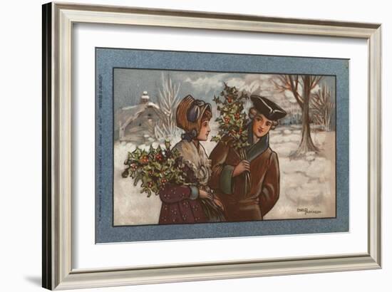 Couple in a Snowy Landscape-null-Framed Art Print