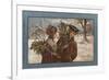 Couple in a Snowy Landscape-null-Framed Art Print