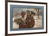 Couple in a Snowy Landscape-null-Framed Art Print