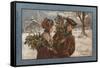 Couple in a Snowy Landscape-null-Framed Stretched Canvas