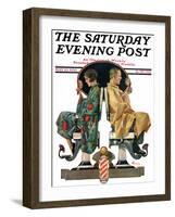 "Couple in Barber Chairs," Saturday Evening Post Cover, May 10, 1930-Elbert Mcgran Jackson-Framed Giclee Print