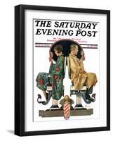 "Couple in Barber Chairs," Saturday Evening Post Cover, May 10, 1930-Elbert Mcgran Jackson-Framed Giclee Print