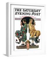 "Couple in Barber Chairs," Saturday Evening Post Cover, May 10, 1930-Elbert Mcgran Jackson-Framed Giclee Print