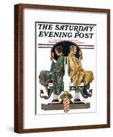 "Couple in Barber Chairs," Saturday Evening Post Cover, May 10, 1930-Elbert Mcgran Jackson-Framed Giclee Print