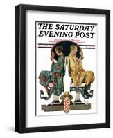 "Couple in Barber Chairs," Saturday Evening Post Cover, May 10, 1930-Elbert Mcgran Jackson-Framed Giclee Print