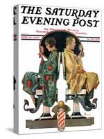 "Couple in Barber Chairs," Saturday Evening Post Cover, May 10, 1930-Elbert Mcgran Jackson-Stretched Canvas