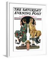 "Couple in Barber Chairs," Saturday Evening Post Cover, May 10, 1930-Elbert Mcgran Jackson-Framed Giclee Print