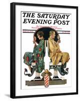 "Couple in Barber Chairs," Saturday Evening Post Cover, May 10, 1930-Elbert Mcgran Jackson-Framed Giclee Print