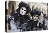 Couple in Black and White with Clown Puppet, Venice Carnival, Venice, Veneto, Italy, Europe-James Emmerson-Stretched Canvas