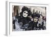 Couple in Black and White with Clown Puppet, Venice Carnival, Venice, Veneto, Italy, Europe-James Emmerson-Framed Photographic Print