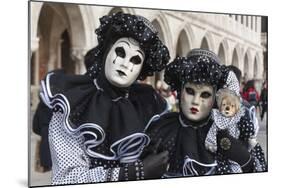 Couple in Black and White with Clown Puppet, Venice Carnival, Venice, Veneto, Italy, Europe-James Emmerson-Mounted Photographic Print