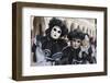 Couple in Black and White with Clown Puppet, Venice Carnival, Venice, Veneto, Italy, Europe-James Emmerson-Framed Photographic Print