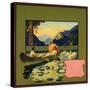 Couple in Canoe - Citrus Crate Label-Lantern Press-Stretched Canvas