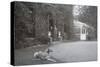 Couple in Doorway with a Dog-null-Stretched Canvas