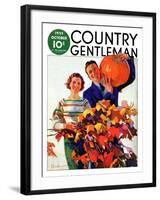 "Couple in Fall," Country Gentleman Cover, October 1, 1935-F. Sands Brunner-Framed Giclee Print