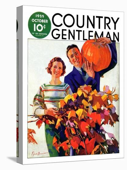 "Couple in Fall," Country Gentleman Cover, October 1, 1935-F. Sands Brunner-Stretched Canvas