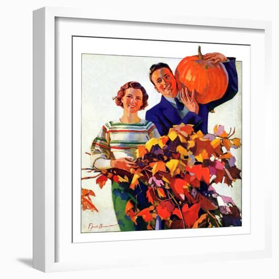 "Couple in Fall,"October 1, 1935-F. Sands Brunner-Framed Giclee Print