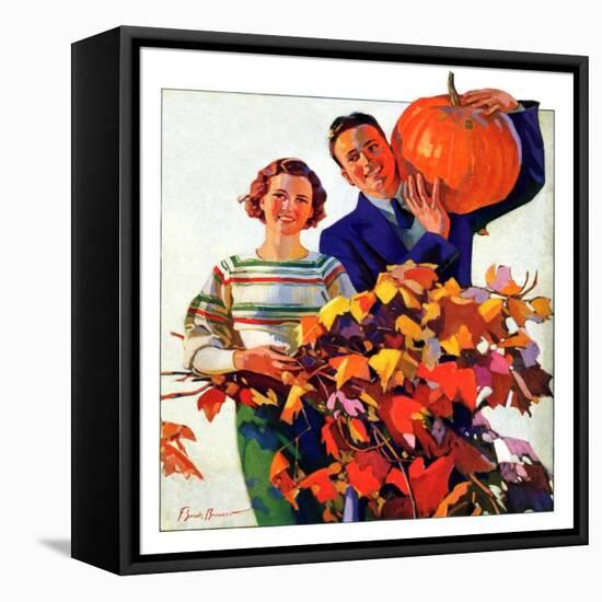 "Couple in Fall,"October 1, 1935-F. Sands Brunner-Framed Stretched Canvas