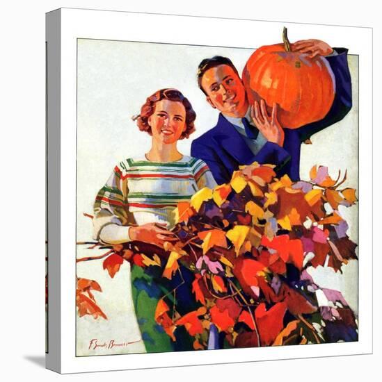 "Couple in Fall,"October 1, 1935-F. Sands Brunner-Stretched Canvas