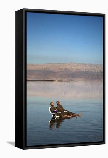 Couple in Healing Mud, Dead Sea, Israel-David Noyes-Framed Stretched Canvas