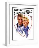 "Couple in Heart," Saturday Evening Post Cover, February 17, 1934-Bradshaw Crandall-Framed Giclee Print