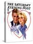 "Couple in Heart," Saturday Evening Post Cover, February 17, 1934-Bradshaw Crandall-Stretched Canvas