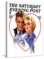 "Couple in Heart," Saturday Evening Post Cover, February 17, 1934-Bradshaw Crandall-Stretched Canvas