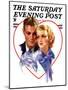 "Couple in Heart," Saturday Evening Post Cover, February 17, 1934-Bradshaw Crandall-Mounted Giclee Print