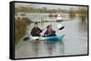 Couple in Kayak During January 2014 Flooding-David Woodfall-Framed Stretched Canvas