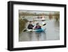 Couple in Kayak During January 2014 Flooding-David Woodfall-Framed Photographic Print