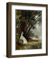 Couple in Landscape of Park, (The Artist and His Bride), before 1865-Carl Gustav Carus-Framed Giclee Print