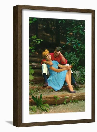 Couple in love sitting in a park, 1960s-Italian Photographer-Framed Giclee Print