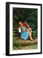 Couple in love sitting in a park, 1960s-Italian Photographer-Framed Giclee Print