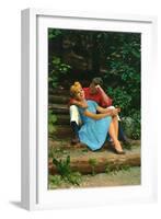 Couple in love sitting in a park, 1960s-Italian Photographer-Framed Giclee Print