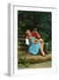 Couple in love sitting in a park, 1960s-Italian Photographer-Framed Giclee Print