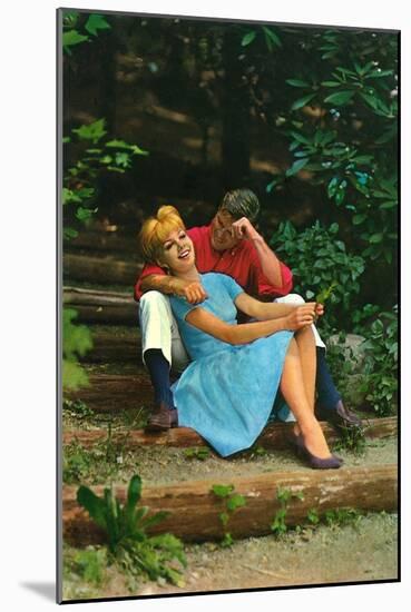 Couple in love sitting in a park, 1960s-Italian Photographer-Mounted Giclee Print