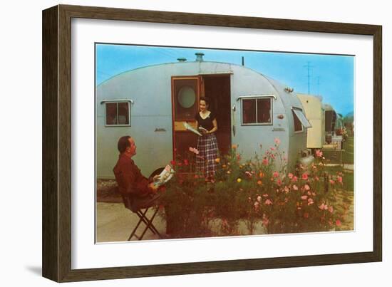 Couple in Old Trailer Park-null-Framed Art Print