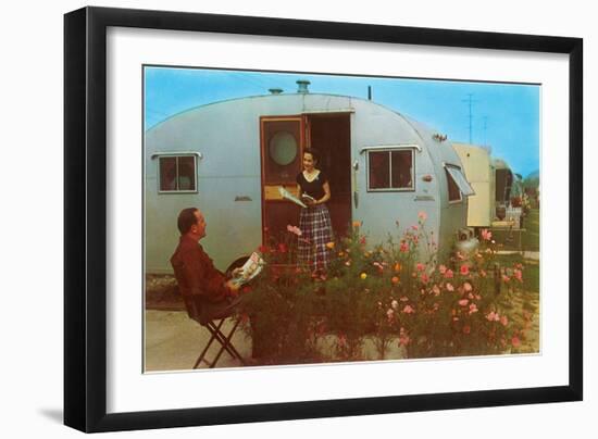 Couple in Old Trailer Park-null-Framed Art Print