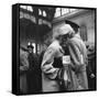 Couple in Penn Station Sharing Farewell Embrace Before He Ships Off to War During WWII-Alfred Eisenstaedt-Framed Stretched Canvas