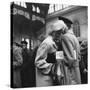 Couple in Penn Station Sharing Farewell Embrace Before He Ships Off to War During WWII-Alfred Eisenstaedt-Stretched Canvas