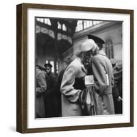 Couple in Penn Station Sharing Farewell Embrace Before He Ships Off to War During WWII-Alfred Eisenstaedt-Framed Photographic Print